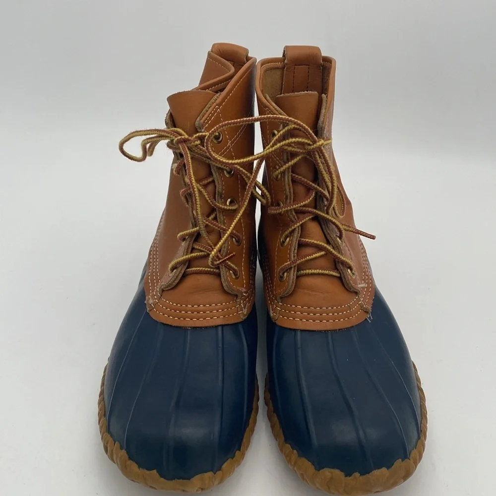 Vintage L.L. Bean Leather ankle Boots women 8 brown blue rain snow outdoor camp